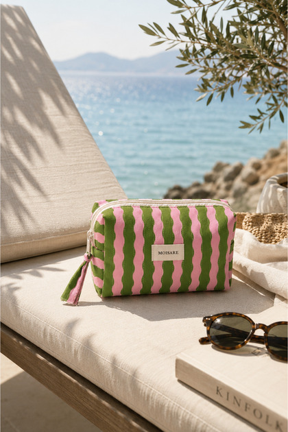 Makeup Bag Quilted Organizer - Travel Cosmetic Organizer Zippered Multi-Purpose Women's Bag 20X10X7 cm
