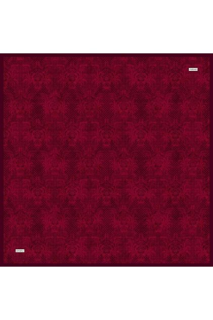 Burgundy Royal Floral Pattern Twill Silk Scarf