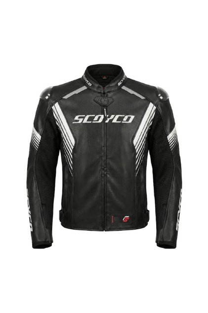 JK322 Motosiklet Montu 4 Mevsim Oxford 600-D Dayanıklı Kumaş Deri Motorcu Mont Siyah