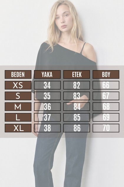 Kadın Panço Omuz Dekolteli %97 Pamuk Kumaşlı Bluz - Beyaz 3