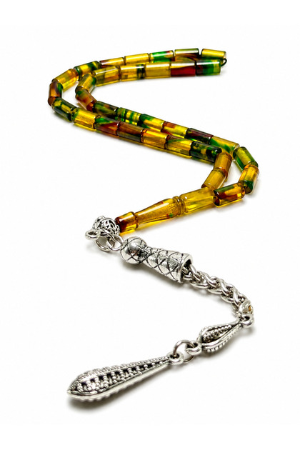 Ankle Length Cut Model Crimped Amber Prayer Beads |   Special Design Collectible Prayer Beads with Metal Tassels