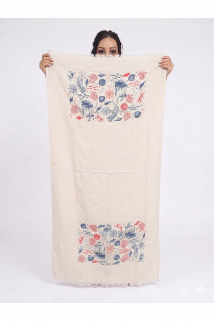 95 X 170 Double Layer Muslin Stone Print Soft Peshtamal