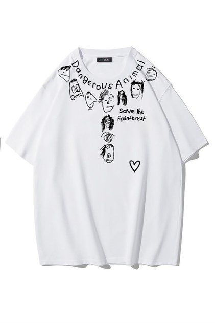 Unisex Oversize Dangerous Animal T-Shirt (White)