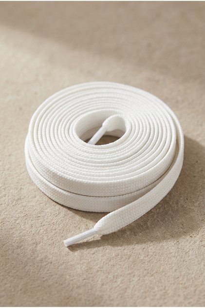 White Color Flat Knitted Shoelaces Compatible with Sports Sneakers