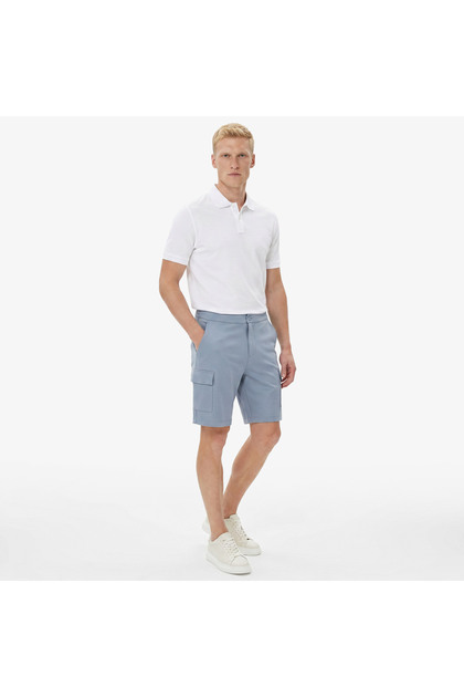 Erkek Mavi Regular Fit Kargo Şort
