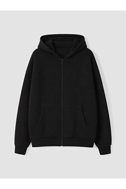 Kapüşonlu Kalın Kız Çocuk Fermuarlı Sweatshirt (W6)
