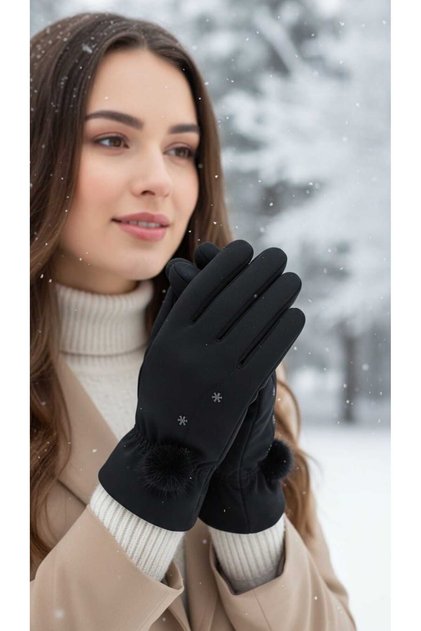 Parachute Fabric Touchscreen Plush Inside Women Gloves