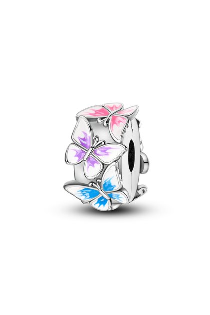 KTC1269 Charms Fit Original Beads 925 Sterling Silver Clip Charms Zircon Silicone Spacer Beads fit B