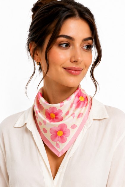Women's Pink Floral Stylish Scarf, Shawl and Bandana