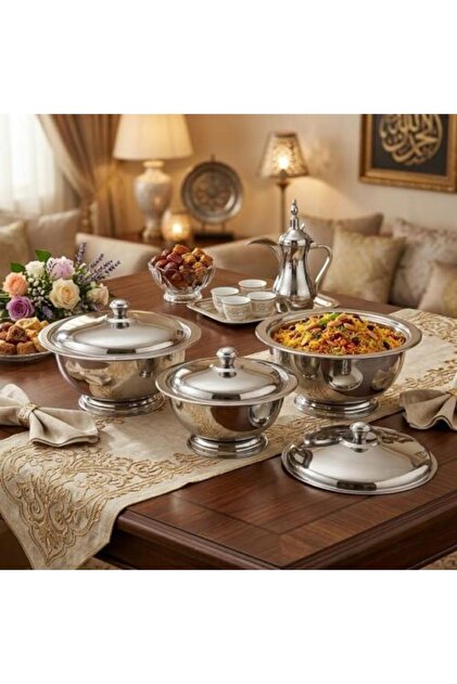"Prince" Stainless Steel Curry & Serving Bowl Set (3 Sizes)