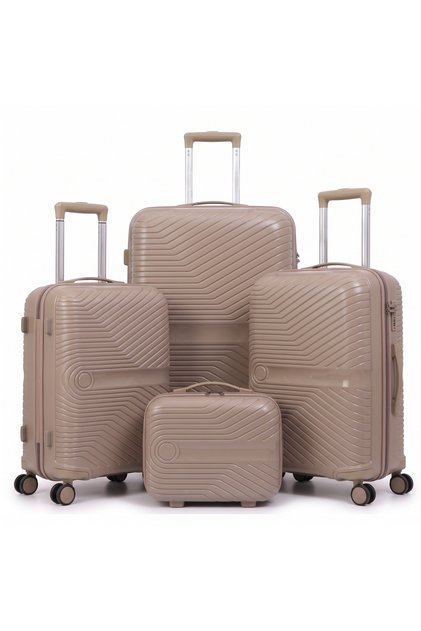 4PCS PP Hard Shell Unisex Travel Suitcase Set 14/20/24/28 Inch, Includes Cosmetic Bag, TSA Lock, 360° Silent Spinner Wheels, Adjustable Handle, Stylish Luggage for Business & Family Trips