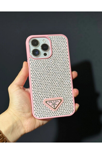 casehometr İphone 15promax uyumlu Prada Taşlı Pembe Kılıf - Fiyatı