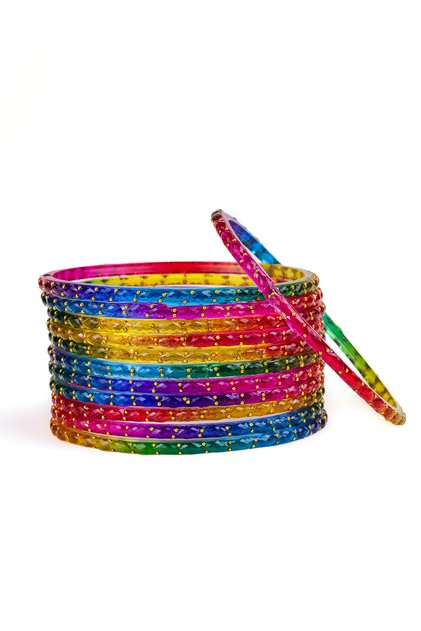 Rahz Dubai Raindrop Glass Bangles Set for Women | Indian Chudi Set | Traditional Ethnic Wedding Jewellery | 12 Pcs