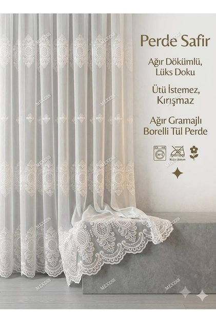 NAKIŞLI DESENLİ TÜL PERDE ( 1 X 3 SIK PİLE )