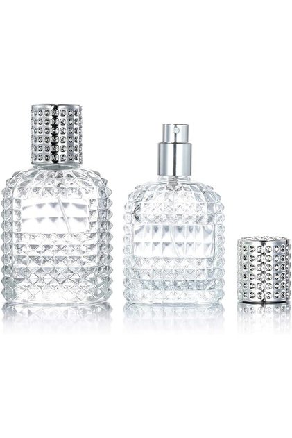 2 Pack 30ml 50ml Clear Empty Glass Spray Bottles,Refillable Empty Atomizer Perfume Bottles,Atomizer