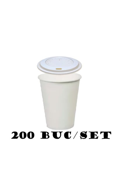 Pahar de carton de cafea cu capac de unica folosinta 7oz 200buc/set