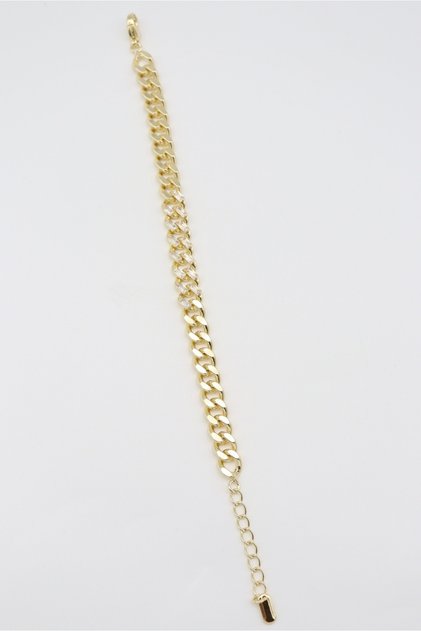 Vip Gold Gourmet Model Anti-Tarnish Steel Stylish Bracelet with Stones in the Middle 17+3 cm