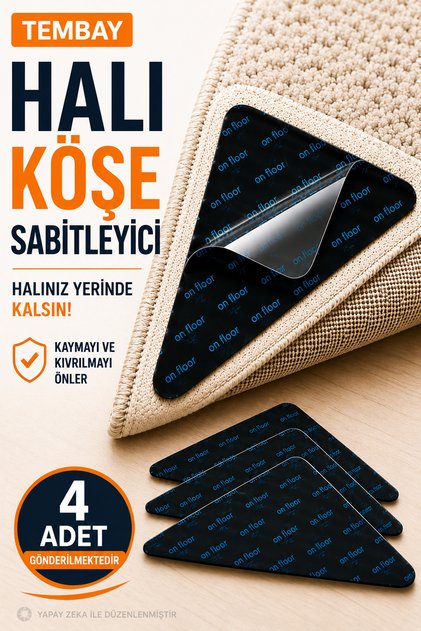 4 Adet Halı Köşe Sabitleyici Kaydırmaz Yapışkanlı Halı Tutucu