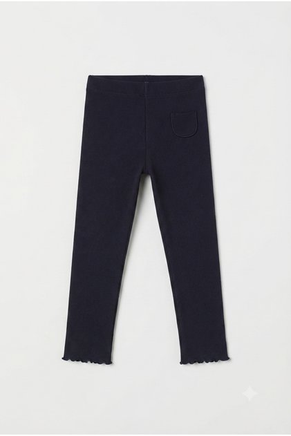 Baby Girl & Child Ribbed Leggings Flexible Navy Blue