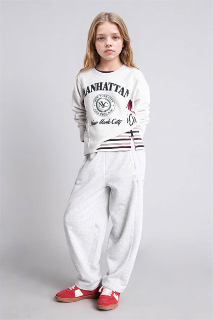 Cotton Loose Fit Gray Girls' Sweatpants I3343A8/Gr421