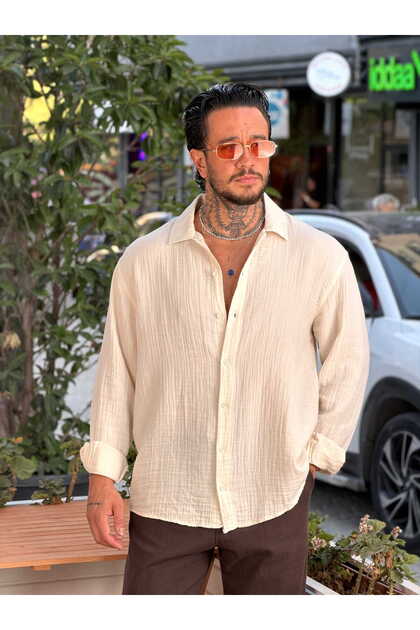 Oversize Basic Müslin Kumaş Gömlek