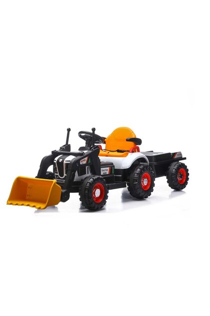 Tractor Electrica pentru Copii, Motoare 2x 380W, 12V /7Ah, Cu Telecomanda, Cupa manuala si Remorca, Sunete si lumina, Dimensune 171✖58✖55CM, Varta 1-6ani, Gri cu Galben