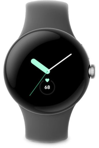 Pixel Watch LTE Ανοξείδωτο Ατσάλι 41mm με eSIM και Αισθητήρα Καρδιακών Παλμών (Γυαλισμένη Ασημί Κάσα/Λουράκι Charcoal Active)