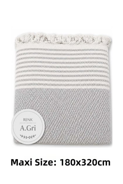 Light Gray - Cotton Non-Slip Wicker Woven Maxi Size Armrest Covering Sofa Cover (180X310)