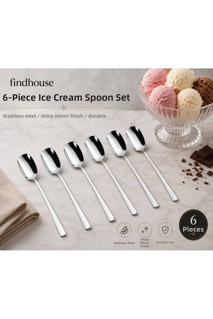 Stainless Steel Aegean Model 6-Piece Ice Cream Spoon Home, Cafe, Restaurant, Hotel