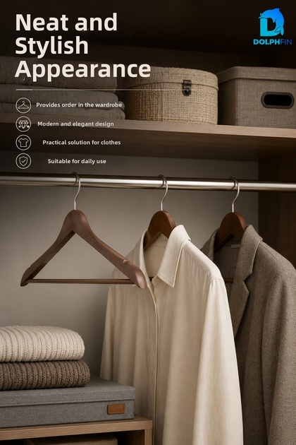 Wooden Look Clothes Hanger 3-Piece Plastic Clothes Hanger In-Cabinet Wardrobe Organizer 44X22 cm