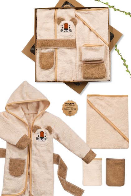 4 Piece Baby Bathrobe Set - 100% Cotton Towel | Cute Friend Kapkap