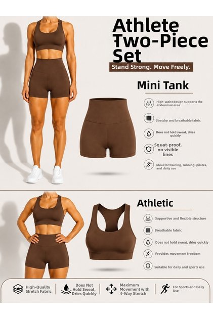 Women's High Waist Lycra Mini Tights - Crop Tank Top 2-Piece Set