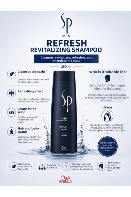 Sp Men Refreshing Men's Shampoo 250 ml – Purifying and Revitalizing Care
