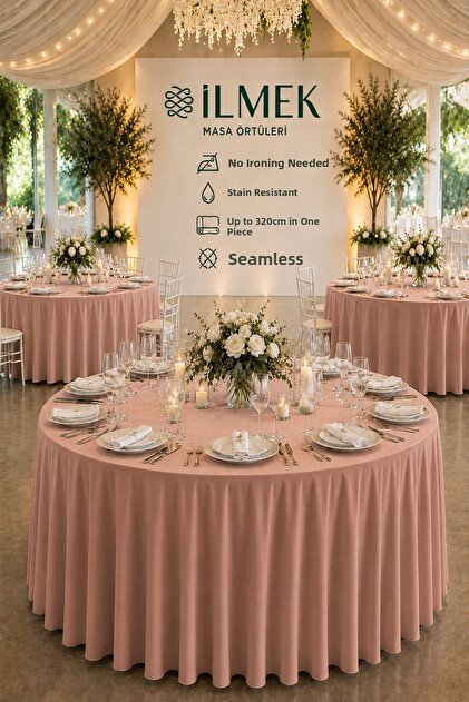 Stress-Free Round Tablecloth 280-300-320 cm Wide Seamless Wedding Event Organization Hotel Restaurant