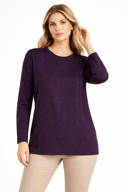 Women's Middle Age and Above High Quality Patterned Mother Combed Cotton Blouse 30580