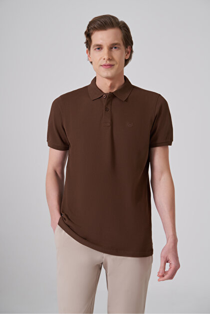Morven Erkek KAHVE Basic Polo Yaka Dynamic Fit T-Shirt - Fiyatı