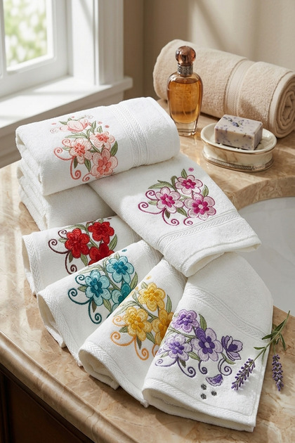 6 Pieces of Azalea Embroidered Towel Model 22-11