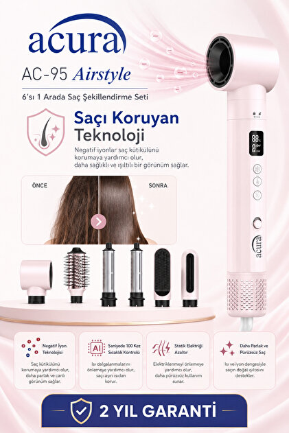 Acura AC-95 Airstyle Negatif İyonlu 6in1 Saç Şekillendirme ve