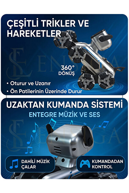 EN SİGA Uzaktan Kumandalı Akıllı Robot Köpek Şarjlı LED Işıklı