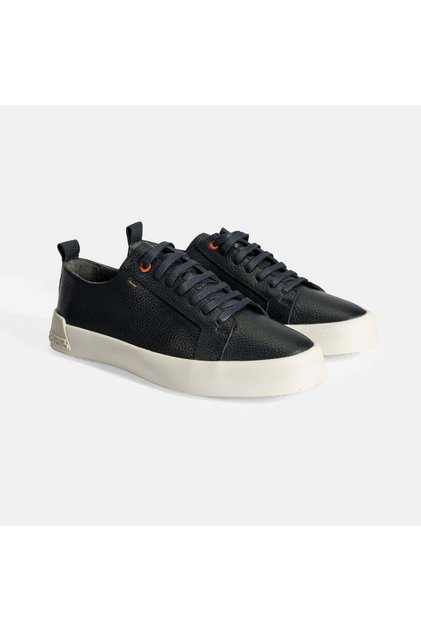 Men's Navy Blue Lace-Up Leather Casual Shoes