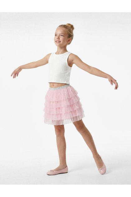 Elastic Waist Glittery Layered Mini Tutu Skirt