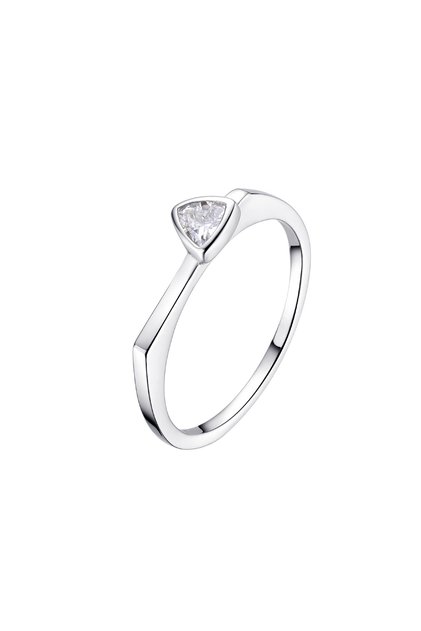 Inel Argint Triangle Stone 54 mm / Argint placat cu rodiu / Zircon alb