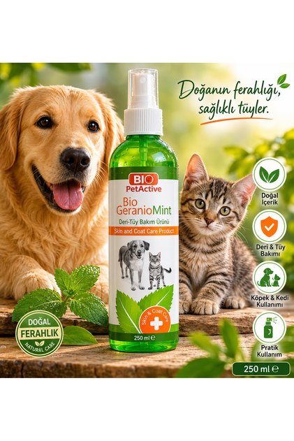Bio Geranio Mint Kedi Ve Köpek Deri Tüy Bakım Spreyi 100 Ml.