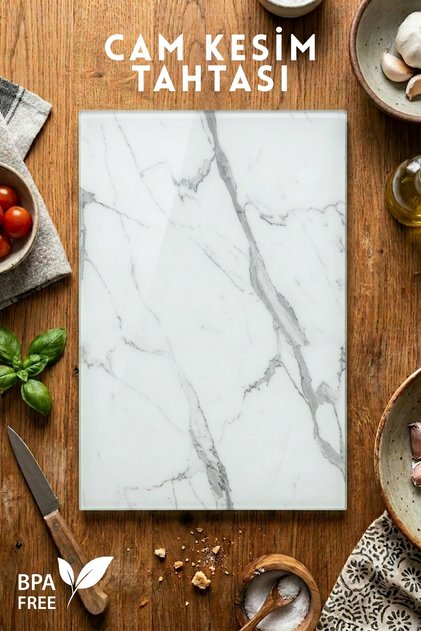 Placă de tăiat din sticlă cu model clasic de marmură - 25x35cm - Covoraș de tăiat durabil și practic