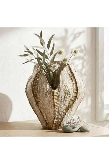 Calyx Ceramic Urn Vase 33x31.5x32.5cm - Beige