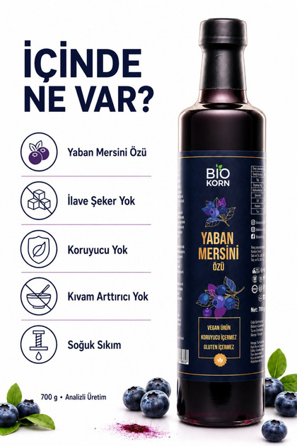 Biokorn Yaban Mersini Özü 700 g - Pestisit ve Ağır Metal Analizli