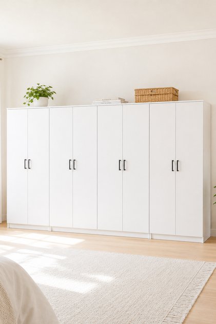 midoser Kardelen Serisi Beyaz 8 Kapaklı 13 Raflı 300 Cm Elbise