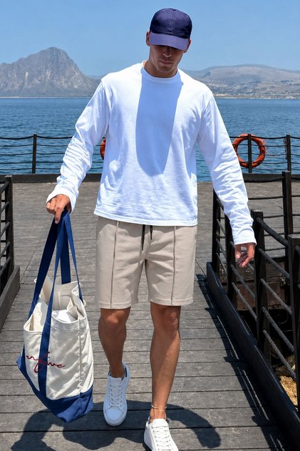 Beige Pocket Men's Shorts E6559