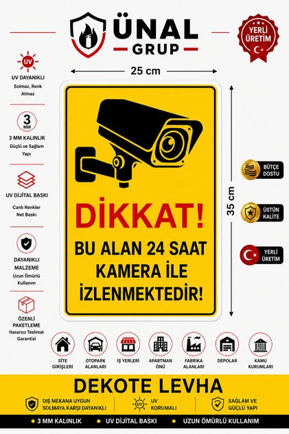 Attention: This Area Is under 24-Hour Video Surveillance 25X35 cm Dekota Foam Digital Printing) Warning