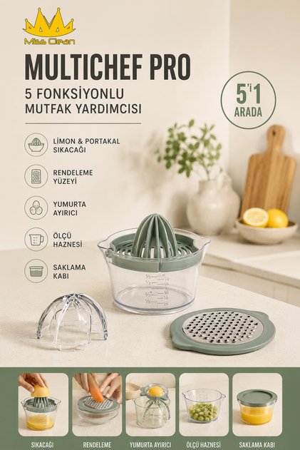 Multichef Pro 5 Functions Kitchen Helper Lemon Squeezer Egg Separator